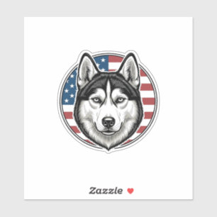 Vintage Husky Patriotischer Hund Vektor-Shirt Desi Aufkleber