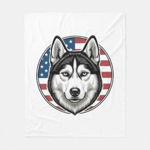 Vintage Husky Patriotischer Hund Vektor-Shirt Desi Fleecedecke