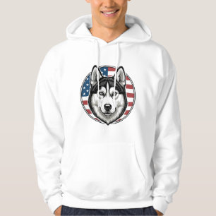 Vintage Husky Patriotischer Hund Vektor-Shirt Desi Hoodie