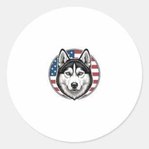 Vintage-Husky-patriotischer-Hund-Vektor-Shirt-Desi Runder Aufkleber