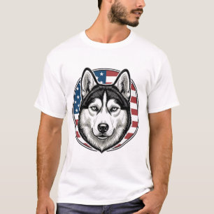 Vintage Husky Patriotischer Hund Vektor-Shirt-Desi T-Shirt