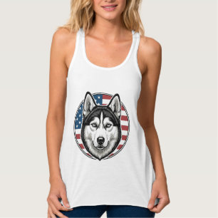 Vintage-Husky-patriotischer-Hund-Vektor-Shirt-Desi Tank Top