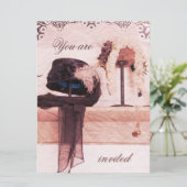 Vintage Hut-Brautparty-Einladungsschablone Einladung (Stehend Vorderseite)