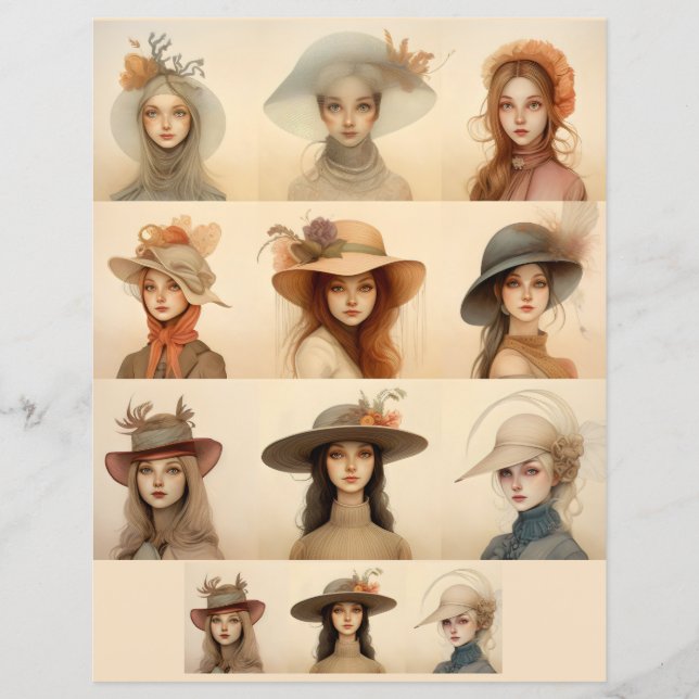 Vintage Hutfrauen SCV 5 stilisierte Weibchen (Vorderseite)