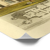 Vintage Hütte 1818 House Design Layout Drucken Poster (Ecke)