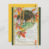 Vintage Hütte Blätter Zaun Erntedank Postkarte (Vorne/Hinten)