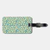 Vintage Hütte Blau und Creme Leaf Muster Gepäckanhänger (Rückseite horizontal)