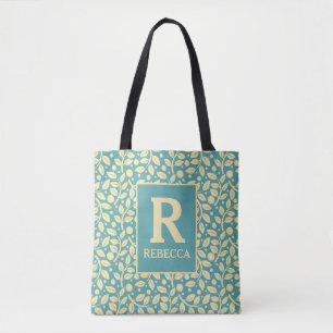 Vintage Hütte Blau und Cremeleaf Tasche