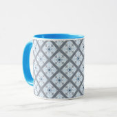 Vintage Hütte Blaues Diagonalmuster Tasse (Vorderseite Links)