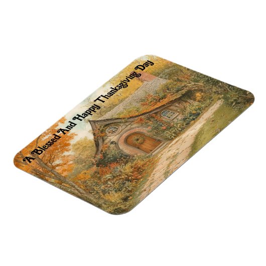 Vintage Hütte Erntedank Day Flexible Magnet (Linke Seite)