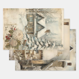 Vintage Hütte Garden Ephemera Wrapping Paper Sie Geschenkpapier Set
