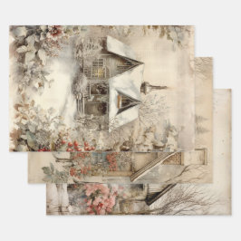 Vintage Hütte Garten Ephemera Geschenkpapier Set