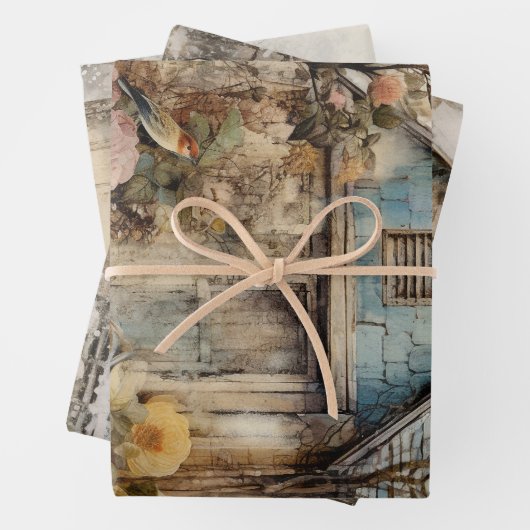 Vintage Hütte Garten Ephemera Geschenkpapier Set (Beispiel)