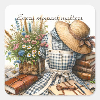 Vintage Hütte-Kern Picknick Quadratischer Aufkleber