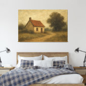 Vintage Hütte Landschaft Leinwanddruck (Insitu (Schlafzimmer))