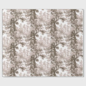 Vintage Hütte Landschaft Stadt Brown & Weiß Geschenkpapier (Flach)