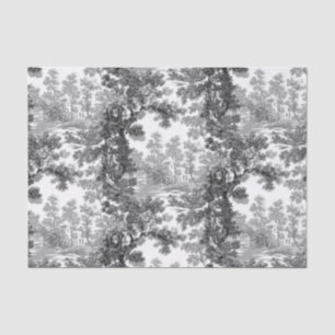 Vintage Hütte Landschaft Toile-Black & White Seidenpapier