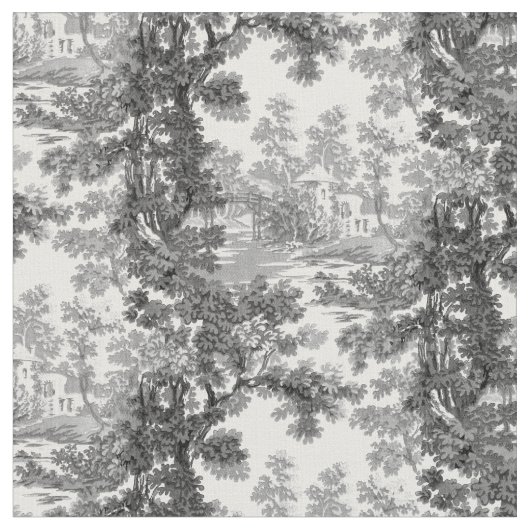 Vintage Hütte Landschaft Toile-Black & White Stoff (Nahaufnahme)