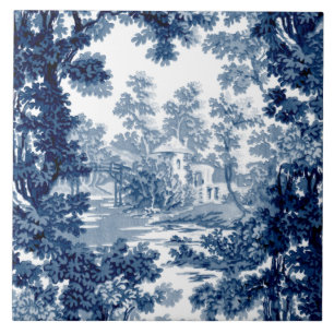 Vintage Hütte Landschaft Toile-Blue & White Fliese