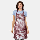 Vintage Hütte Landschaft Toile Pink & White Schürze (Getragen)