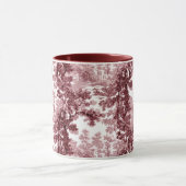 Vintage Hütte Landschaft Toile Pink & White Tasse (Zentrum)