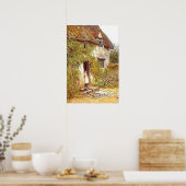 Vintage Hütte Mädchen Stehend in der Tür Poster (Küche)