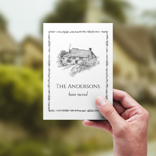 Vintage Hütte Minimalistische Bewegungsankündigung Postkarte