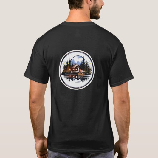 Vintage Hütte - (Schöne Landschaft) T-Shirt (Rückseite)