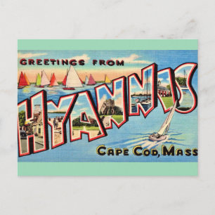 Vintage-Hyannis-MA-Grüße-Postkarte Postkarte