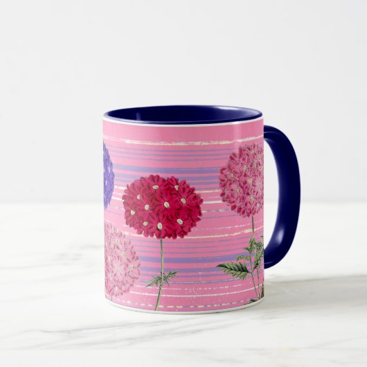 Vintage Hydrangea-Blume Tasse Cup (VorderseiteRechts)