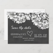 Vintage Hydrangea-Blume von Chalkboard Save the Da Ankündigungspostkarte (Vorne/Hinten)