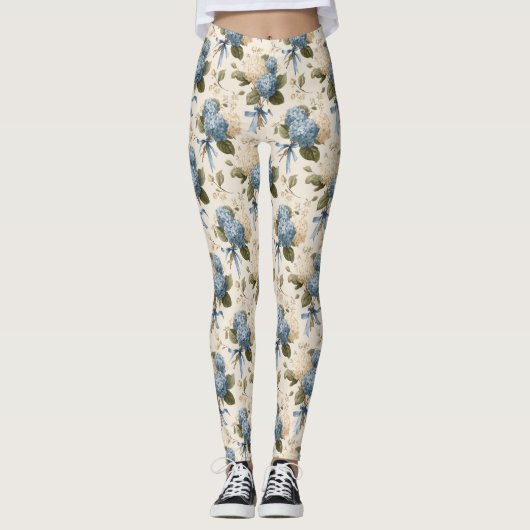 Vintage Hydrangea Bouquet Pattern Leggings (Vorderseite)