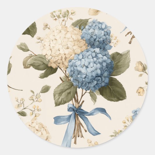 Vintage Hydrangea Bouquet Pattern Runder Aufkleber (Vorderseite)