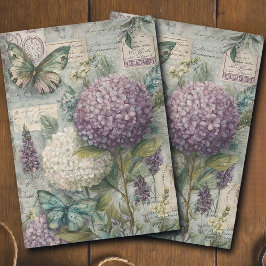Vintage Hydrangea Butterfly Garden Decoupage Seidenpapier