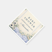 Vintage Hydrangea Floral Frame Baby Shower Serviette (Ecke)