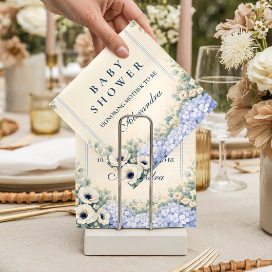 Vintage Hydrangea Floral Frame Baby Shower Serviette