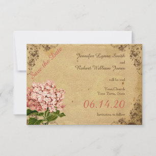 Vintage Hydrangea-Hochzeit speichern Sie das Datum Save The Date