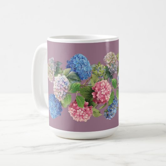 Vintage Hydrangea Mug Kaffeetasse (Vorderseite Links)