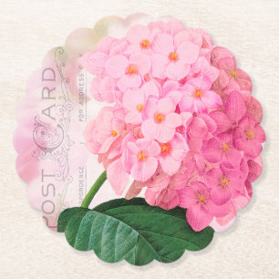 Vintage Hydrangea-Papier-Untersetzer, rosa Untersetzer