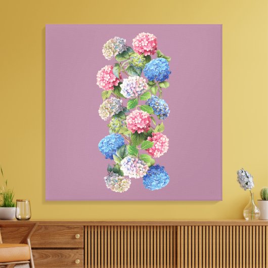 Vintage Hydrangea Stretched Canvas Leinwanddruck (Insitu (Wohnzimmer))