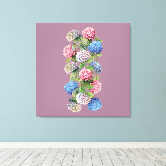 Vintage Hydrangea Stretched Canvas Leinwanddruck (Insitu (Holzboden))
