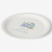 Vintage Hydrangea Tea Brewing Baby Dusche Pappteller (Schrägansicht)