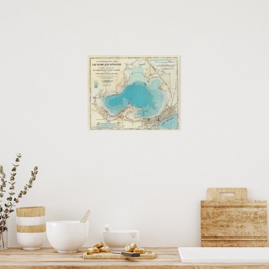 Vintage hydrografische Karte Mendota Poster (Küche)