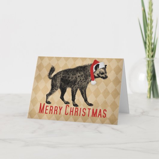 Vintage Hyena Weihnachtskarten Feiertagskarte (Vorderseite)