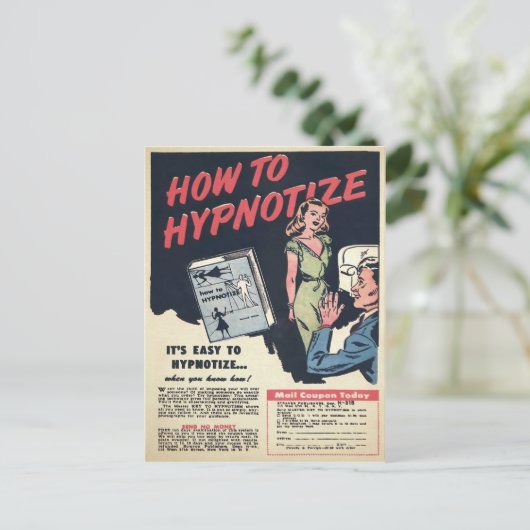 Vintage Hypnose-Werbung Postkarte (Stehend Vorderseite)