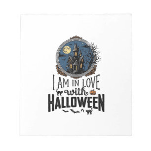 Vintage I Am In Love With Halloween-Shirt-Design_1 Notizblock