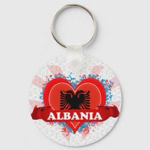 Vintage i-Liebe Albanien Schlüsselanhänger