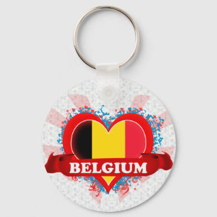 Vintage i-Liebe Belgien Schlüsselanhänger