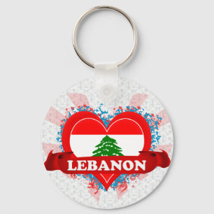Vintage i-Liebe der Libanon Schlüsselanhänger