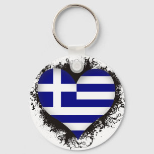 Vintage i-Liebe Griechenland Schlüsselanhänger